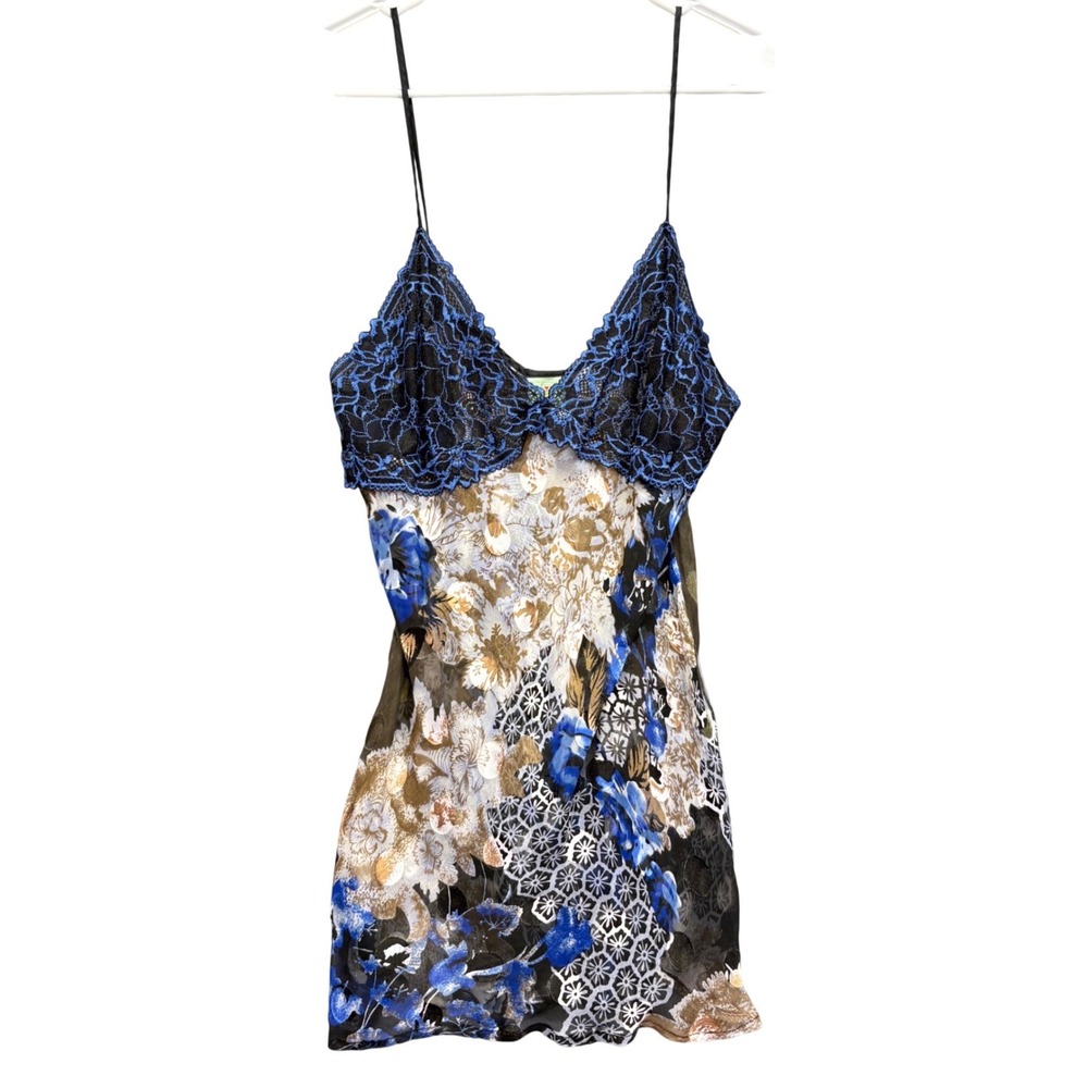 00's Vintage MARY GREEN Silk Blend Y2K Floral Lace Semi Sheer Camisole